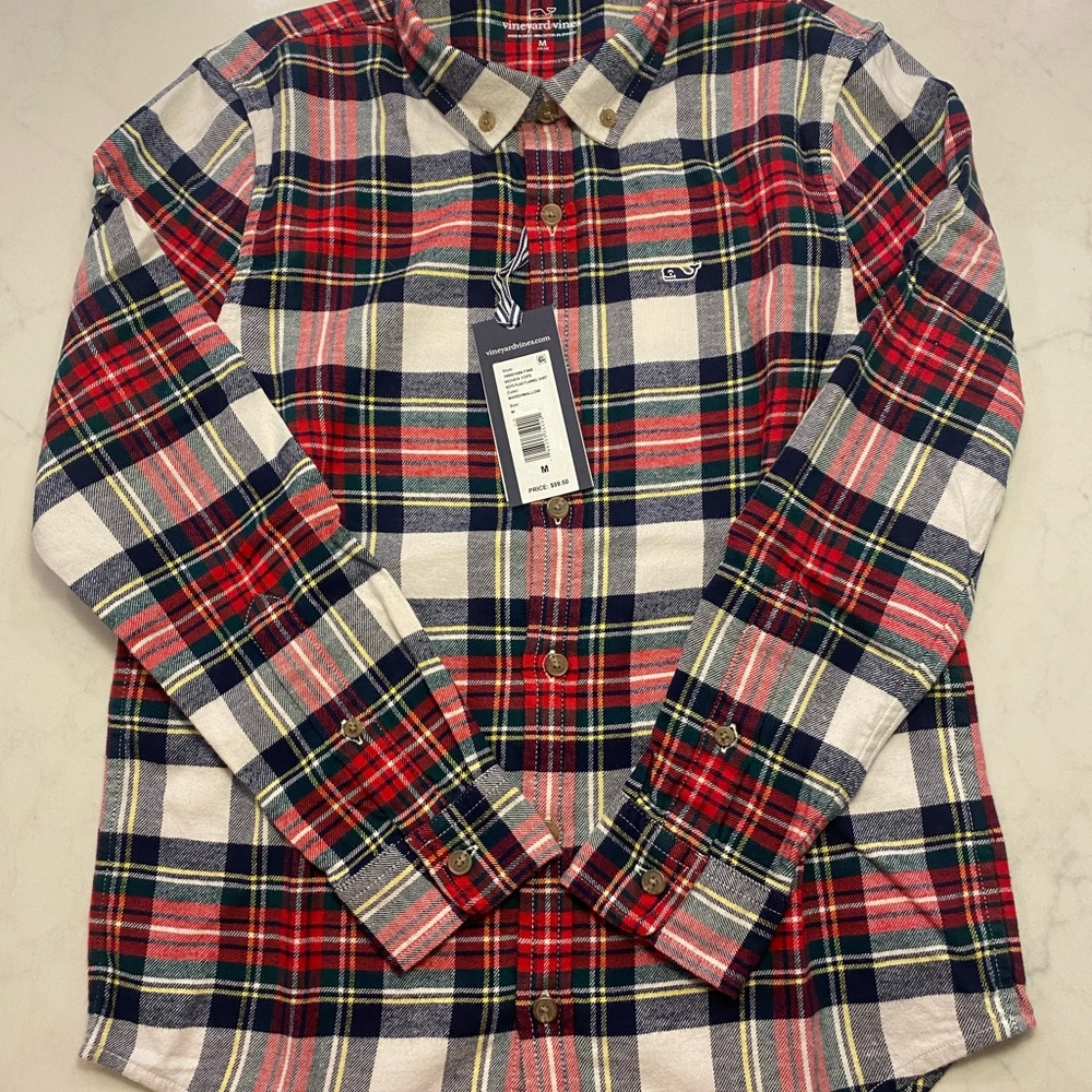 Vineyard Vines Red and Blue Plaid Button Down Shirt